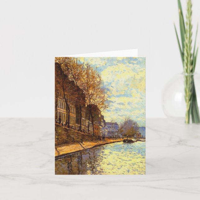 Carte De Remerciements Canal St Martin par Sisley Impressionniste Peintur (Devant)