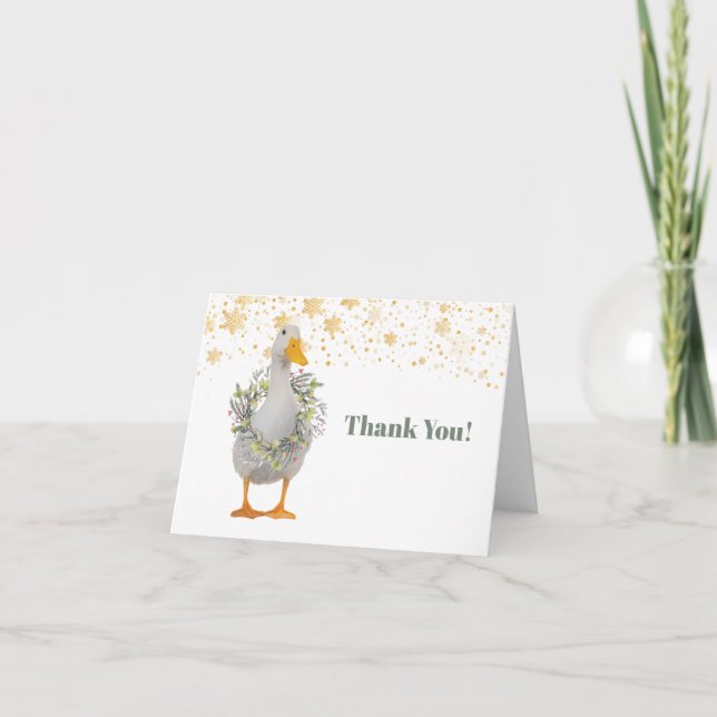 Carte De Remerciements Canard de Noël blanc mignon (Devant)