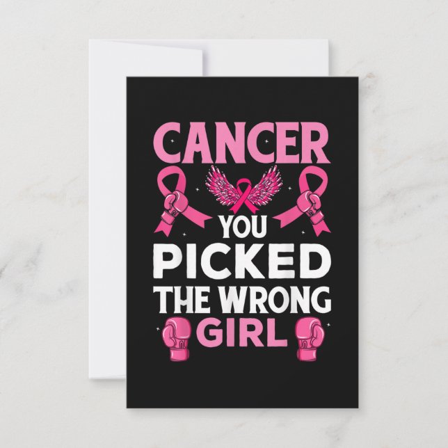Carte De Remerciements Cancer You Picked The Wrong Girl Boxing Gloves Awa (Devant)