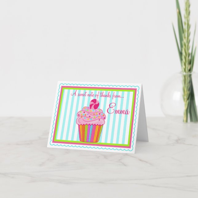 Carte De Remerciements Candy Surpise Cupcake Thank You (Devant)