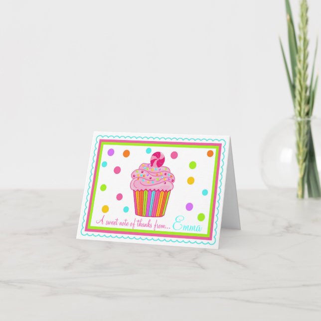 Carte De Remerciements Candy Surpise Cupcake Thank You (Devant)