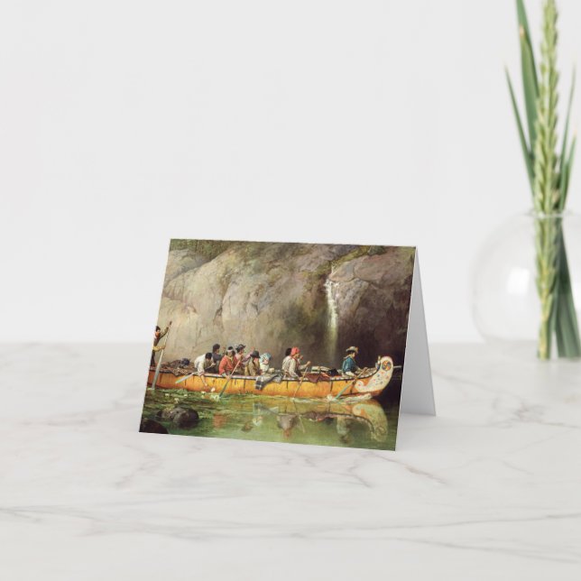 Carte De Remerciements Canoë manipulé par les Voyageurs traversant une ca (Devant)