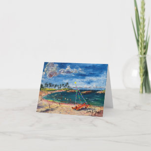 Carte De Remerciements Canot Aloha Hawaïen vierge avec lumières de Noël