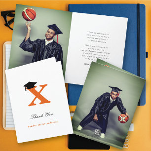 Carte De Remerciements Cap de graduation X Monogramme Classique Photo Mod
