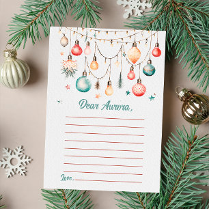 Carte De Remerciements Capsule de Noël Boules d'ornement Note Message Car