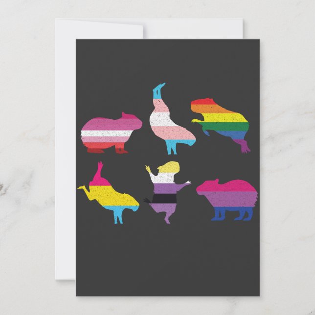 Carte De Remerciements Capybara LGBTQ Rainbow Water Pig Transgenre Pride (Devant)