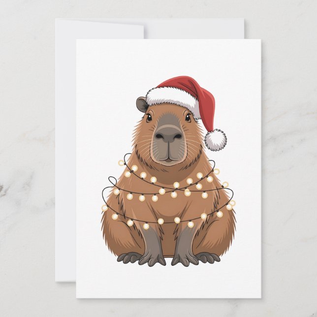 Carte De Remerciements Capybara Xmas Correspondant drôle Père Noël (Devant)