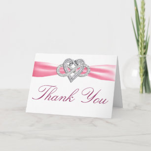 Carte de remerciements cardiaque rose infini
