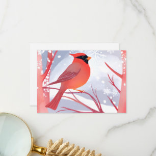Carte De Remerciements Cardinal Rouge   Belle Peinture à l'Aquarelle