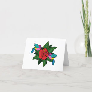 Carte De Remerciements Caricature à fleurs d'Hibiscus - W