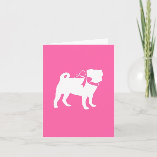 Carte De Remerciements Carlin chien Baby shower fille rose avec la mâchoi (Devant)