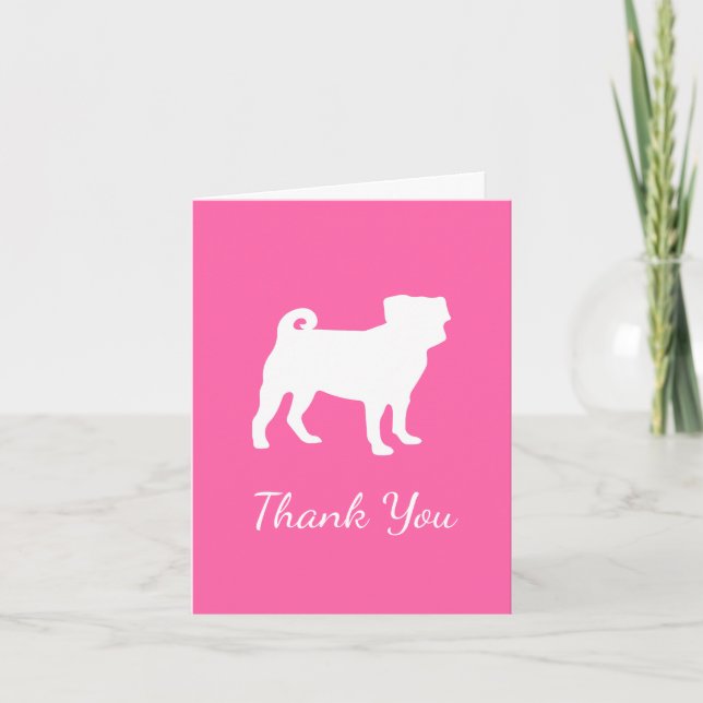 Carte De Remerciements Carlin rose Silhouette Baby shower chiot (Devant)