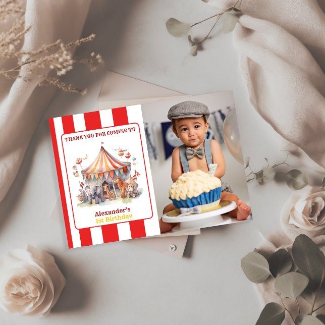 Carte De Remerciements Carnaval Cirque Spectacle & Animaux Anniversaire (Créateur téléchargé)
