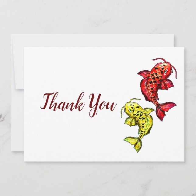 Carte De Remerciements Carpes de Koi rouge et jaune (Devant)