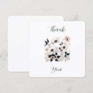 Carte De Remerciements Carré floral, design d'art nordique, pastels doux