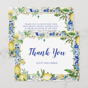 Carte De Remerciements Carrelage en mosaïque bleu citron