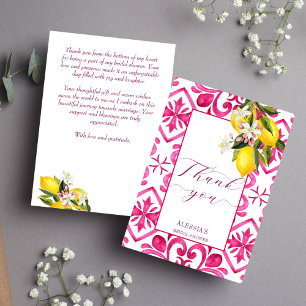 Carte De Remerciements Carrelage magenta majolique fuchsia pour baby show