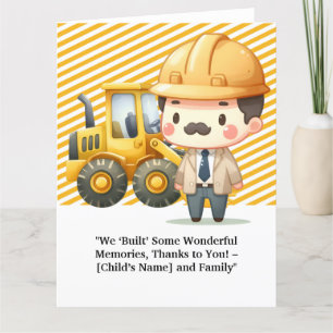 Carte De Remerciements "Carte de remerciements à thème de construction -