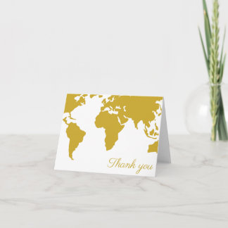 Carte de Remerciements - Carte du Monde Dorée