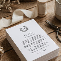 Carton de bienvenue de mariage à monogramme avec p