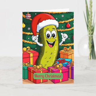 Carte De Remerciements Cartoon de Noël Pickle Présente