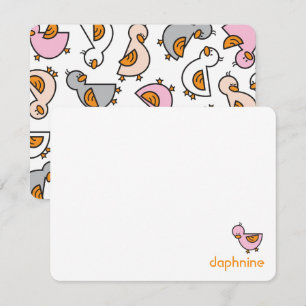 Carte De Remerciements Cartoon Jouer Canards Roses Canards Colliers Bébé