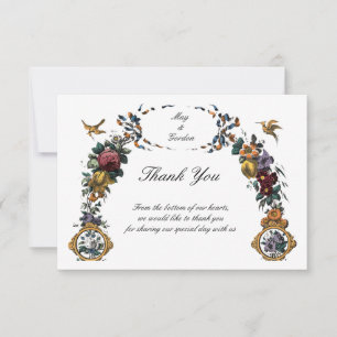 Carte De Remerciements Cartouche Floral Baroque Rococo Vintage