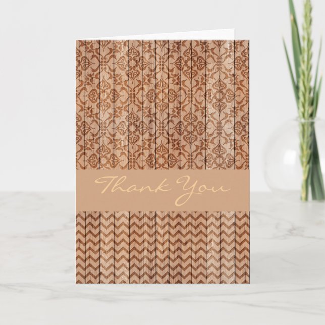 Carte De Remerciements Carved Wood Thank You Card (Devant)