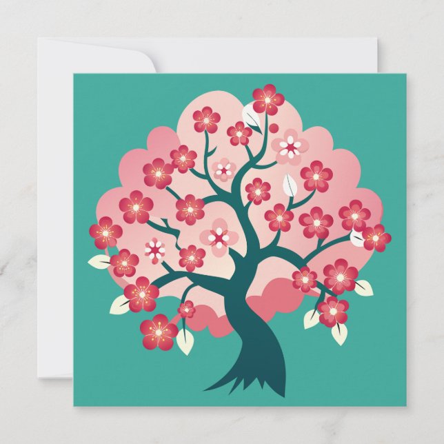 Carte De Remerciements Cascade Sakura (Devant)