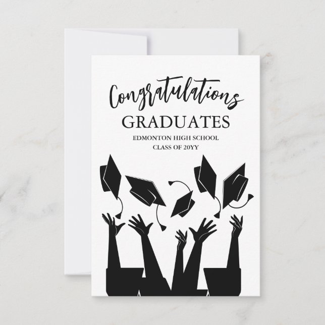 Carte De Remerciements Casquette de script moderne Jeu blanc Graduation (Devant)
