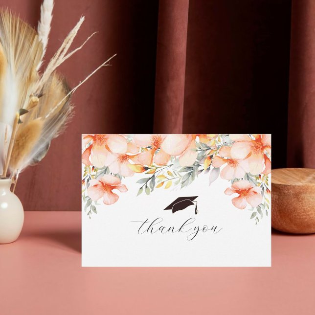Carte De Remerciements Casquette et Aquarelle rose Tassel (Créateur téléchargé)