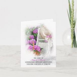 Carte De Remerciements Casquette et panier en Azalea Garden Sympathie