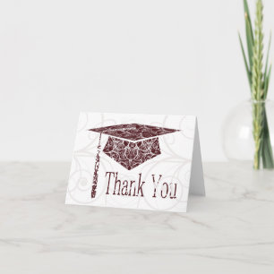 Carte De Remerciements Casquette floral blanc et marron