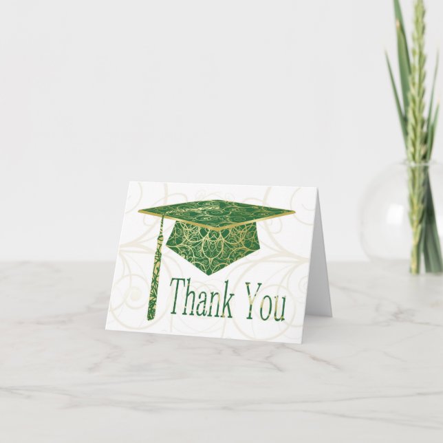 Carte de remerciements Casquette vert et or (Devant)