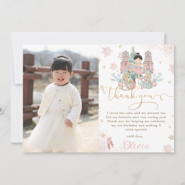 Carte De Remerciements Casse-Noisette Winter Onederland Photo 1er Anniver (Devant)