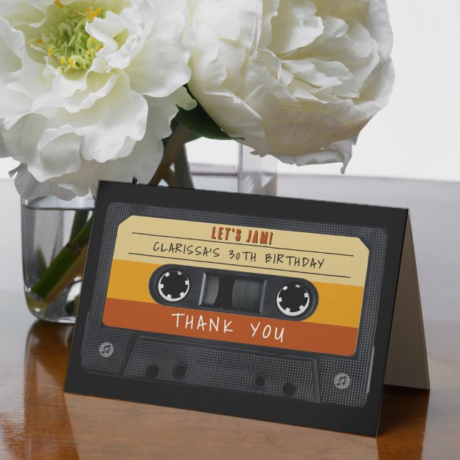 Carte De Remerciements Cassette Bande Rétro Anniversaire Fête (Cassette Tape Retro Birthday Party Thank You Card
)
