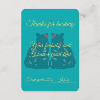 Carte De Remerciements Cat/Pet Sitter's Thank You Card