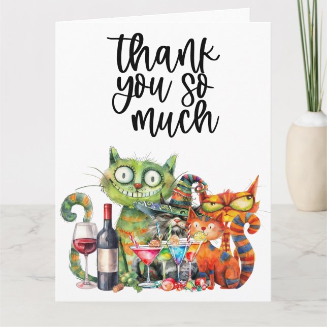 Carte De Remerciements Cat Purr Parfaitement Quirky Cat Party (Devant)