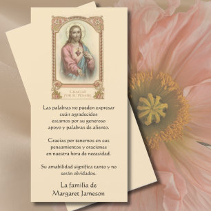 Carte De Remerciements Catholique Jésus Condolence funéraire Espagnol