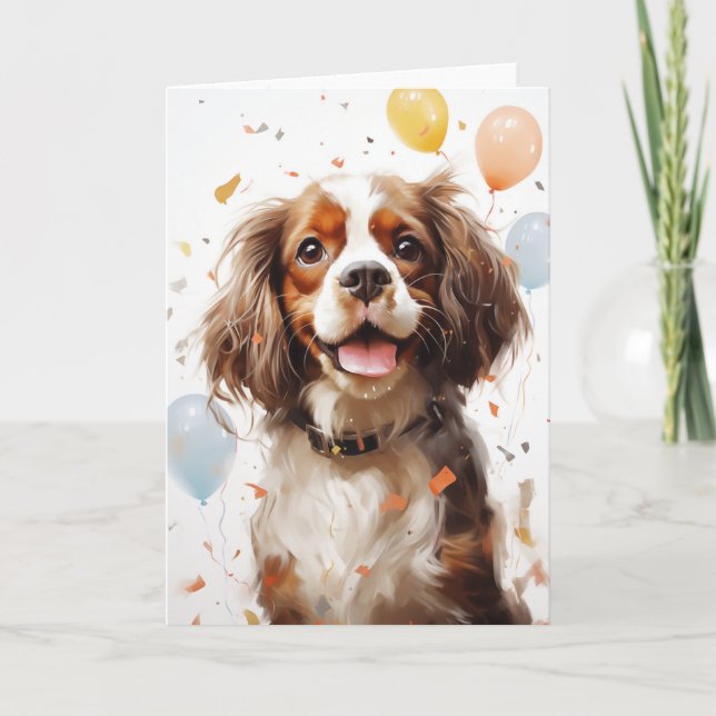 Carte De Remerciements Cavalier King Charles Spaniel Célébration Salutati (Devant)