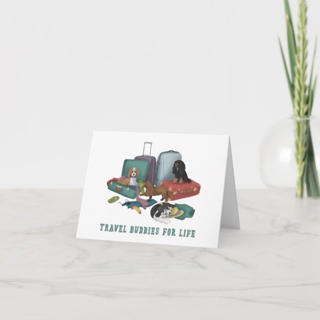 Carte De Remerciements Cavalier King Charles Spaniel Design de voyage (Devant)