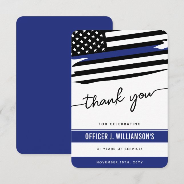 Carte De Remerciements Célébration de la retraite de la police personnali (Devant / Derrière)