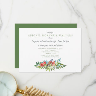 Carte De Remerciements Célébration de la vie des oiseaux funéraires et de