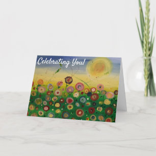 Carte De Remerciements Célébration des fleurs abstraites de pavot dans le