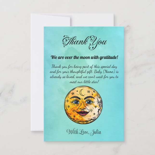 Carte De Remerciements Célébration du Baby shower de la Lune (Devant)