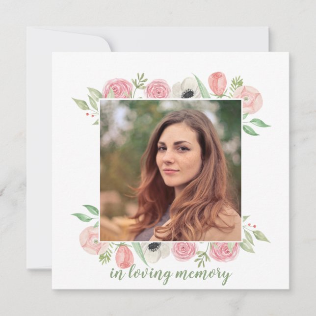 Carte De Remerciements Célébration florale de rose et de vert (Devant)