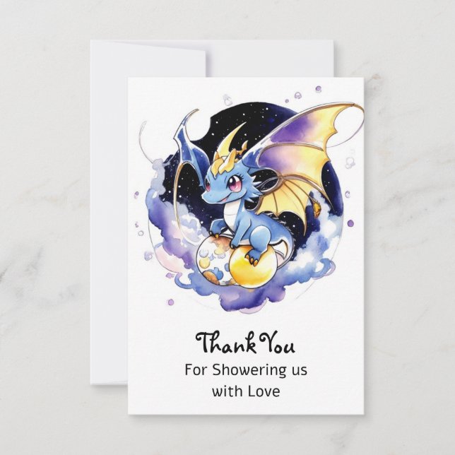 Carte De Remerciements Célébrez avec des dragons : Baby shower (Devant)