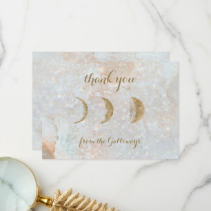 Carte De Remerciements Céleste Zodiac Lune Bleu Mariage de typographie or