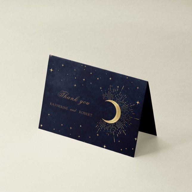 Carte de remerciements Celestial Midnight Blue Gol (Créateur téléchargé)
