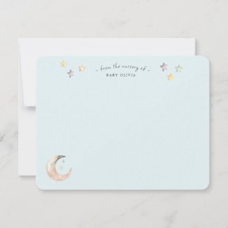 Carte De Remerciements  Celestial Moon and Stars Blue Baby Boy Shower